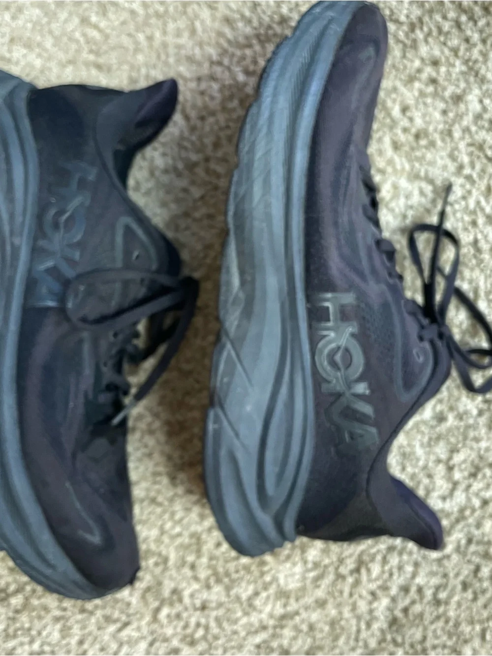 Hoka Men's Black Athletic Running Sneakers Clifton 10 black on black 10.5